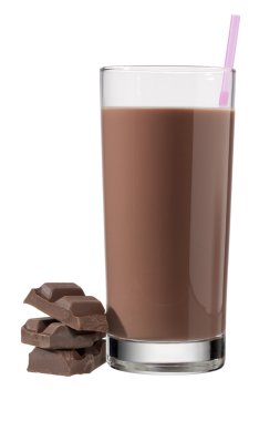 Glass of chocolate drink with straw clipart