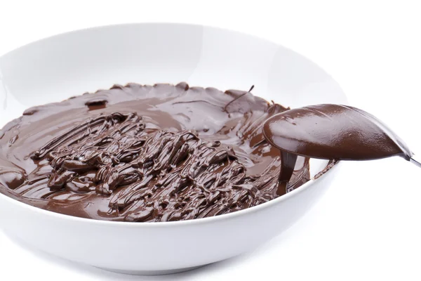 一碗巧克力糖浆 — 图库照片