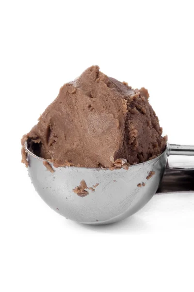 被采访者与巧克力冰淇淋 — 图库照片