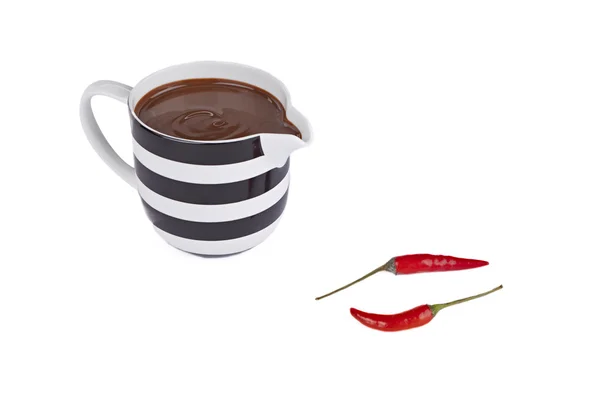 Chocoladedrank met chili aan de kant — Stockfoto