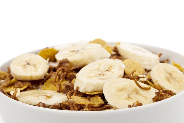 Cereals with banana topping — Stock Photo, Image