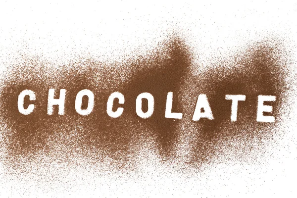 Pó de chocolate em uma superfície branca — Fotografia de Stock