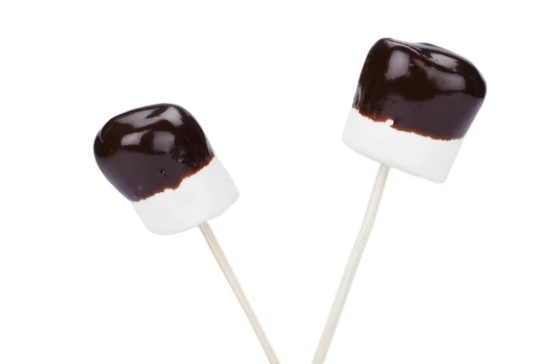 Chocolate dipped white mallows — Stock Photo, Image