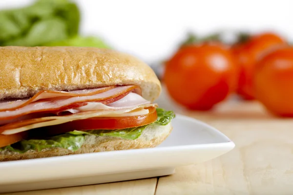 Close up image of ham sandwich — Stock Photo, Image