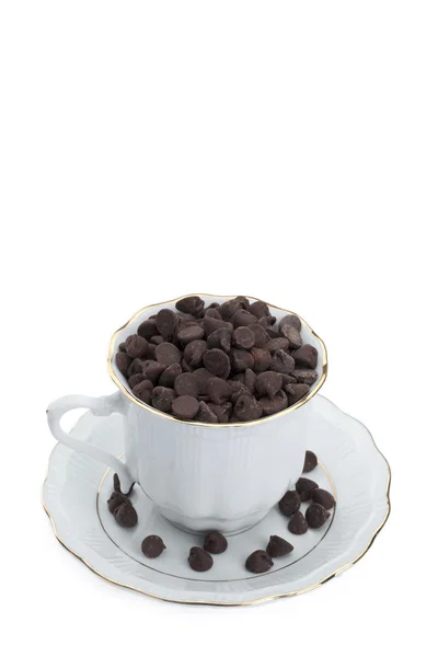 Cup of chocolate chips — Stock Photo, Image