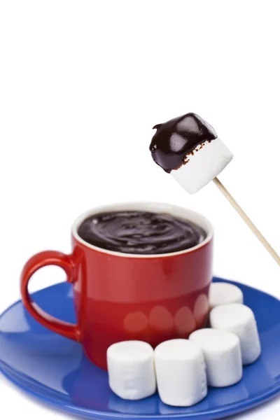 Çikolata ile beyaz mallows — Stok fotoğraf