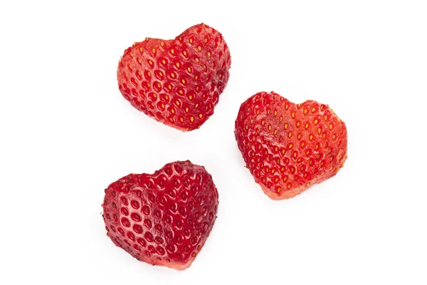 Erdbeeren in Herzform — Stockfoto