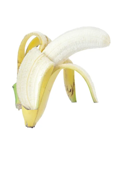 半分皮をむいたバナナ — ストック写真