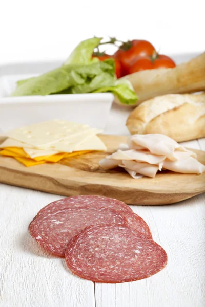 Ingredienser med skinksmörgås — Stockfoto