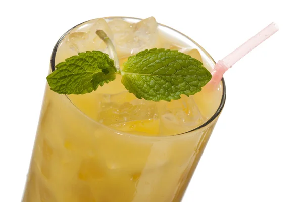 Lemon juice with leaves — Stock Photo, Image