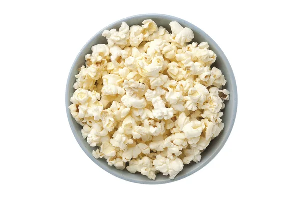 Overhead shot of a bowl with popcorn — Stock Photo, Image