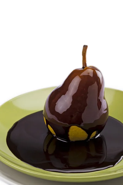 Çikolata ile haşlanmış armut — Stok fotoğraf