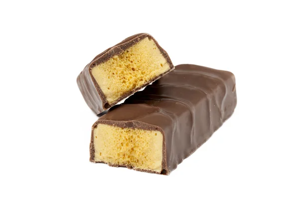 Řezy ze dvou čokoládové tyčinky — Stock fotografie