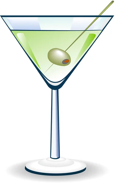 Illustriertes Bild von Martini-Glas mit Olive lizenzfreie Stockfotos