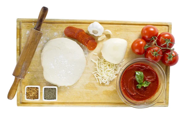 Pohled shora pizza ingredience Stock Snímky