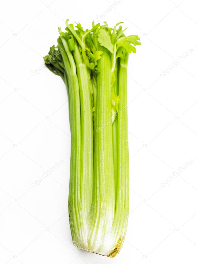 Celery on white surface