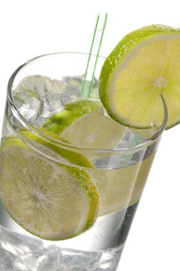 Cold drink with lime clipart