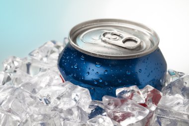 Close up shot of blue cola can clipart