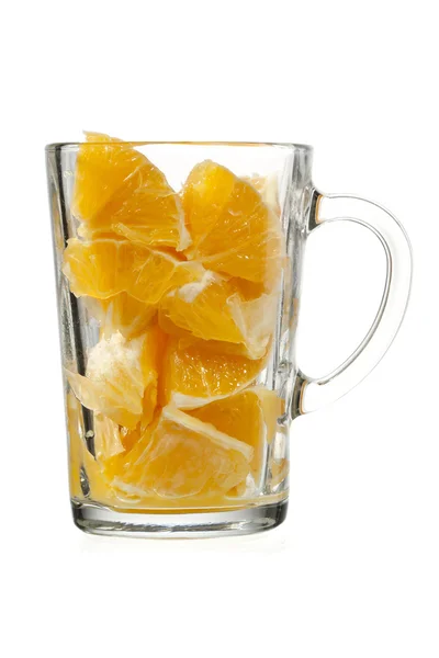 Pomeranče vlákniny ve skle — Stock fotografie