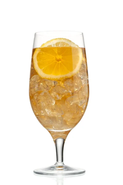 Orange skiva och juice i glas — Stockfoto
