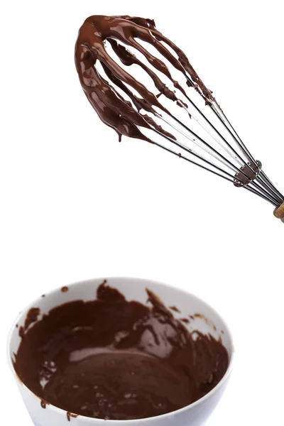 Frusta di cioccolato e metallo — Foto Stock