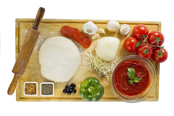 Pizza ingredienser ovanifrån — Stockfoto