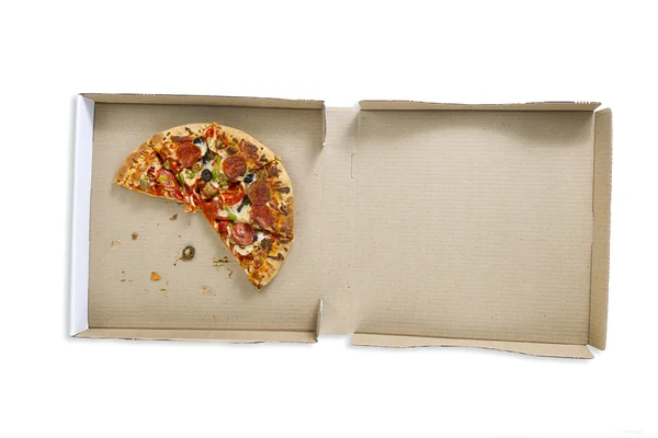 Torta de pizza na caixa — Fotografia de Stock
