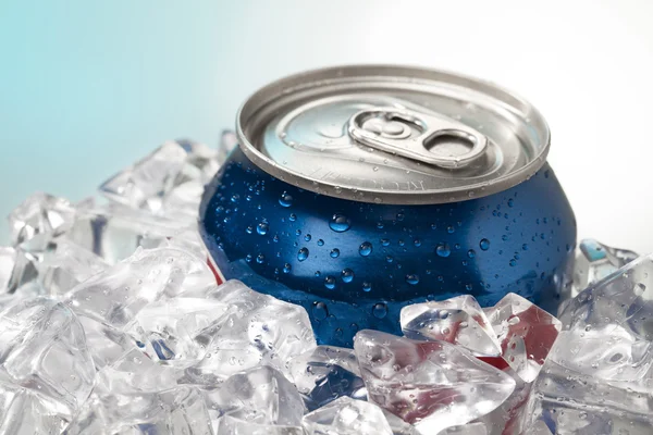 stock image Close up shot of blue cola can