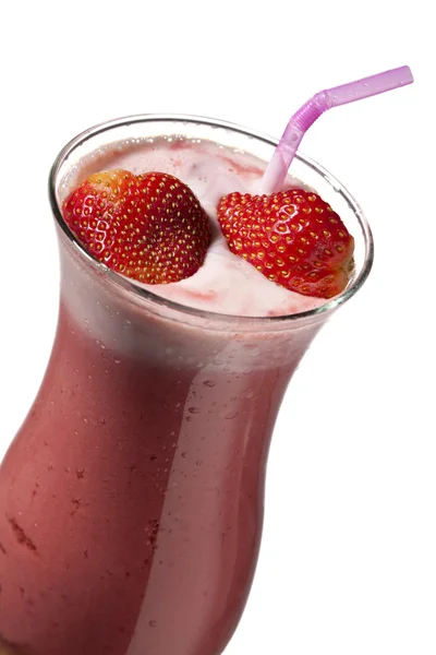 Strawberry shake with strawberries — Stock Photo, Image