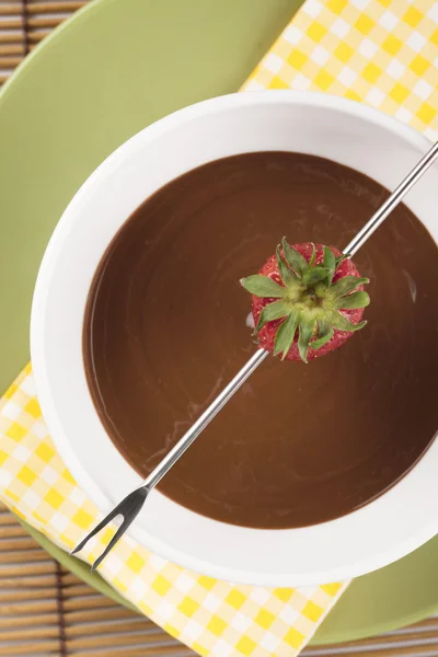Obrázek: pohled shora jahodníku na fondue stick — Stock fotografie