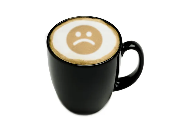 不开心的卡布奇诺咖啡 — 图库照片