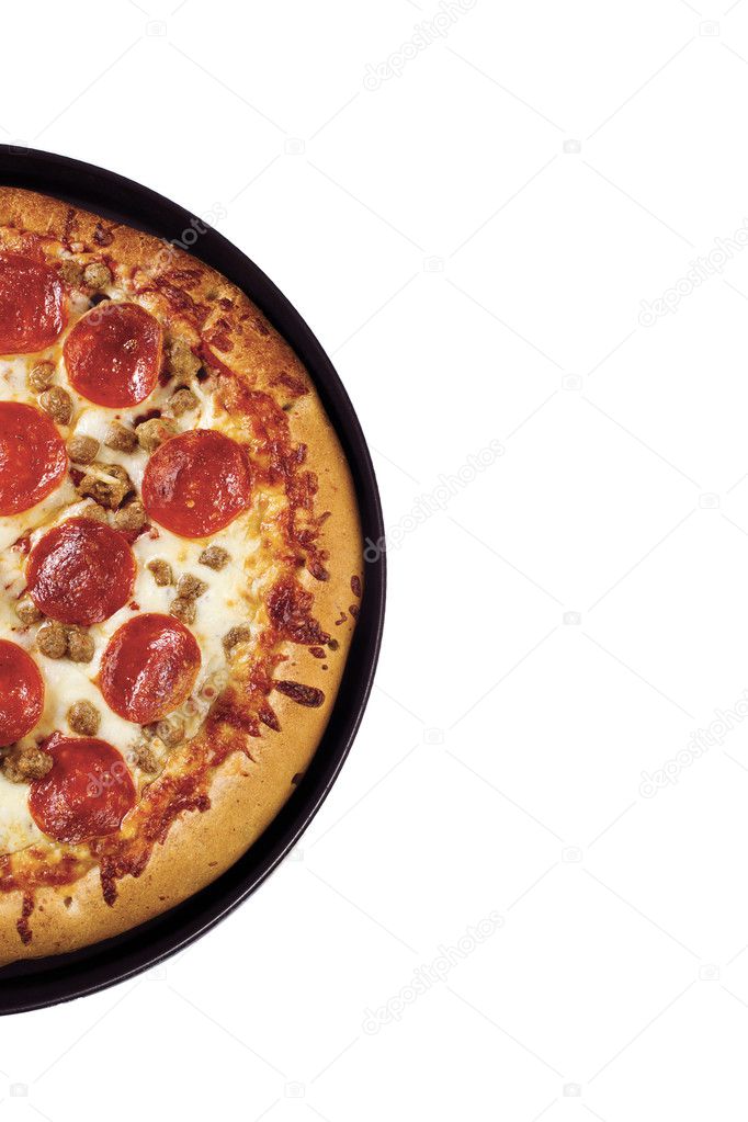Cropped image of a pepperoni pizza