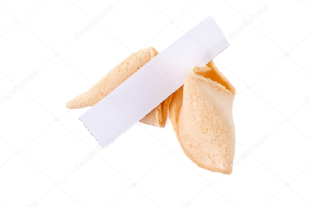 Fortune cookies with blank sheet of paper