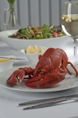 Plate with a lobster meal clipart