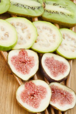 Kiwi fig and guava fruits clipart