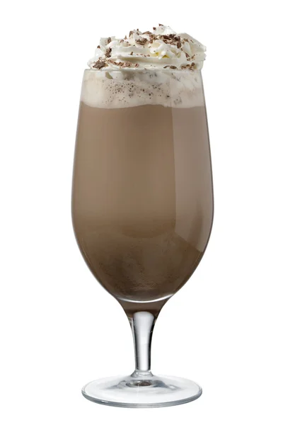 A glass of chocolate shake with whipped cream — Stock Photo, Image
