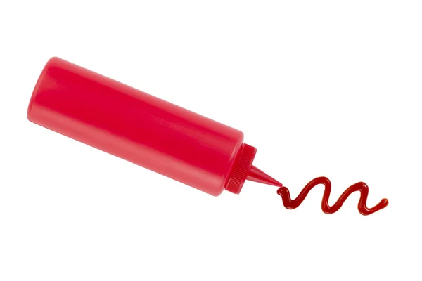 Catsup bottle squirt on a white background — Stock Photo, Image