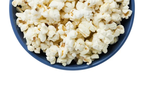Beskurna blå skål med popcorn — Stockfoto