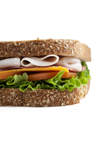 Recortado imagen de cerca de sándwich de jamón — Foto de Stock