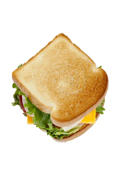 Broodje heerlijke ham geïsoleerd op een witte achtergrond — Stockfoto