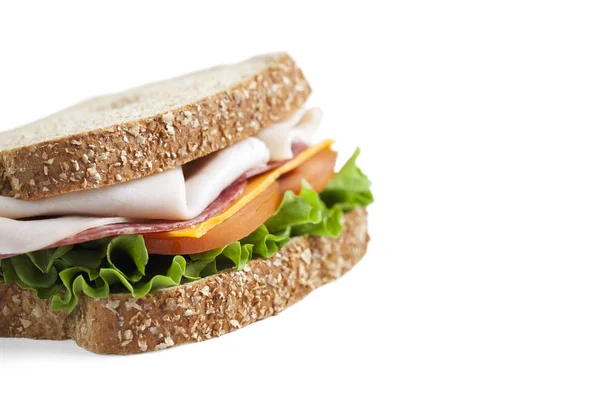 Sandwich de jamón sobre blanco — Foto de Stock