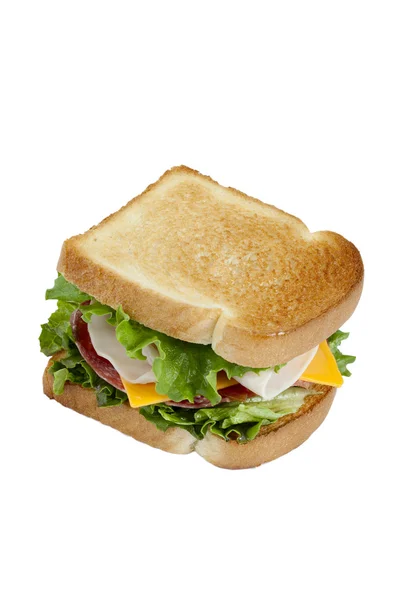 Broodje ham met geroosterd brood — Stockfoto