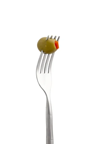Fruta de olivo en tenedor —  Fotos de Stock