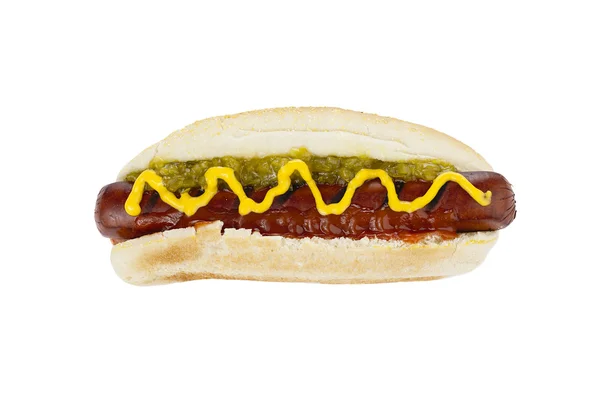 Hotdog sandwich with mustard sauce — Stock Photo, Image
