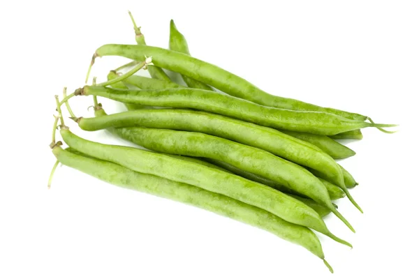 Zelené fazole na bílém — Stock fotografie