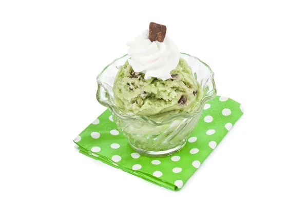 Máta zmrzlina se smetanou a čokolády — Stock fotografie