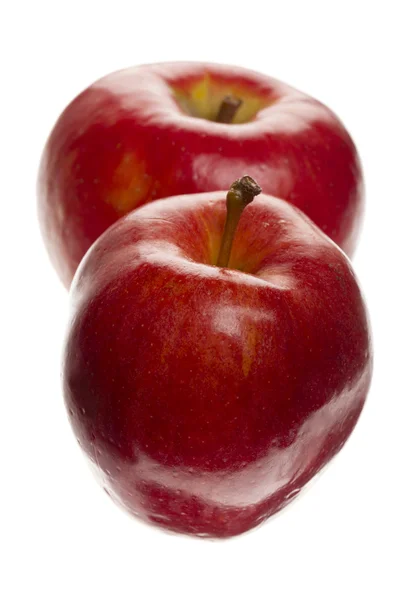 Deux pommes rouges sur fond blanc — Photo