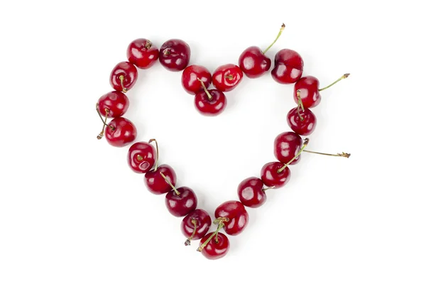 Cherries in heart shape — Stock Photo, Image