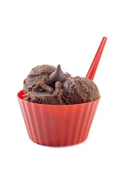 巧克力冰淇淋与巧克力浇头 — 图库照片
