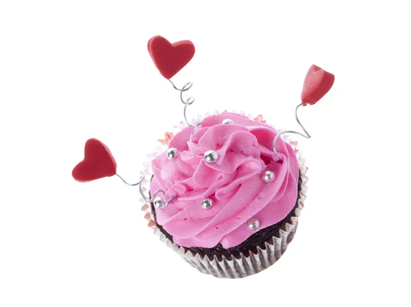 Choklad cupcake med rosa glasyr — Stockfoto